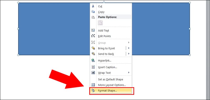 Chọn “Format Shape"