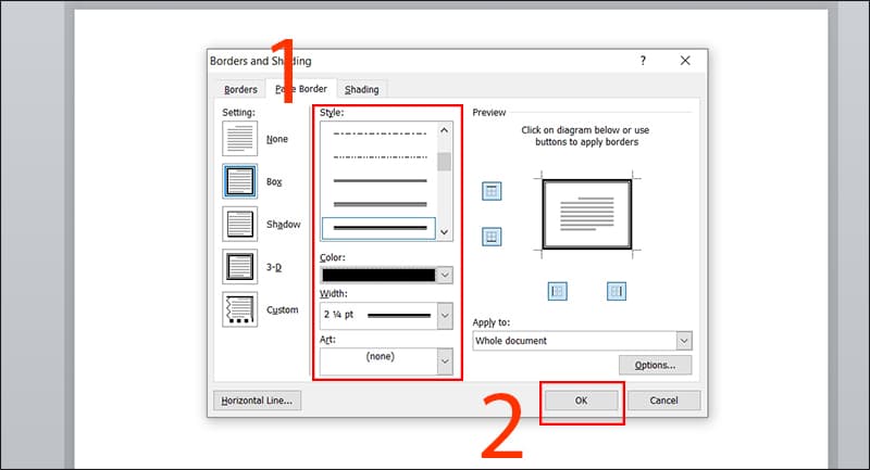 Tạo khung bìa trong word với Page Borders
