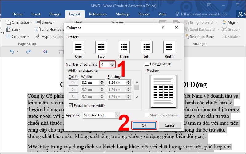 Chia nhiều cột trong Word 