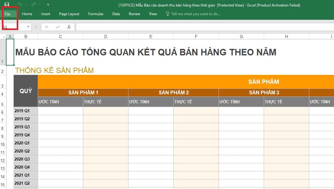 Nhấp vào tab File