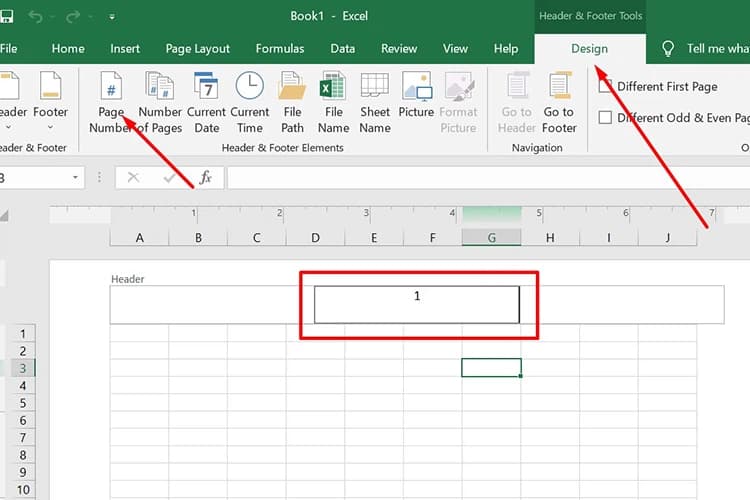 Cách đánh số trang trong Excel bằng chế độ xem Page Layout rồi thêm Header/Footer
