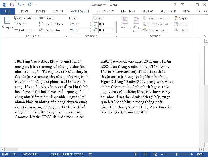 Cách chia cột trong Word đều nhau