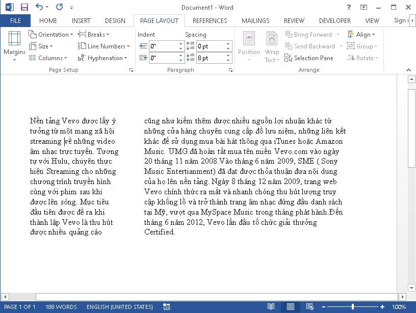 Cách chia cột trong Word không đều nhau