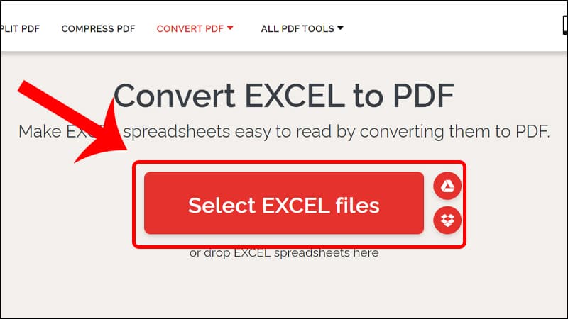 Nhấn vào nút "Select Excel files"