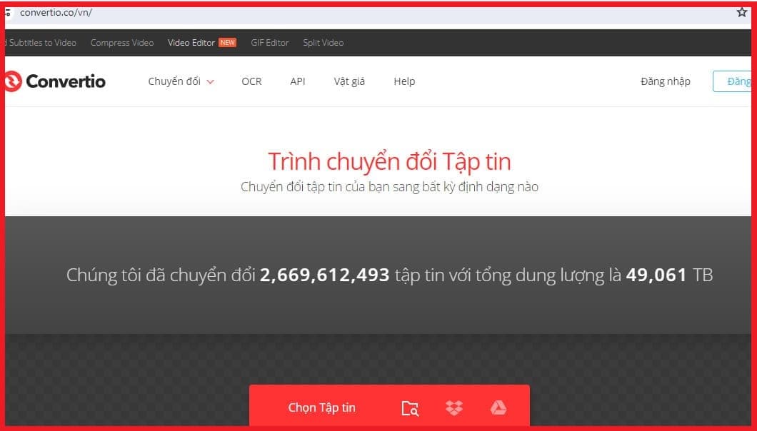 Truy cập trang web Convertio