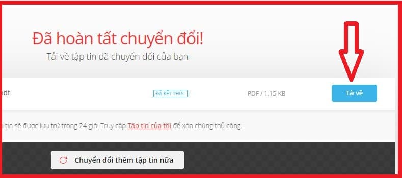 Chuyển từ Excel sang PDF với web Convertio