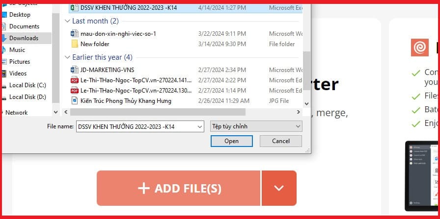  Nhấn vào nút "ADD FILE(S)"