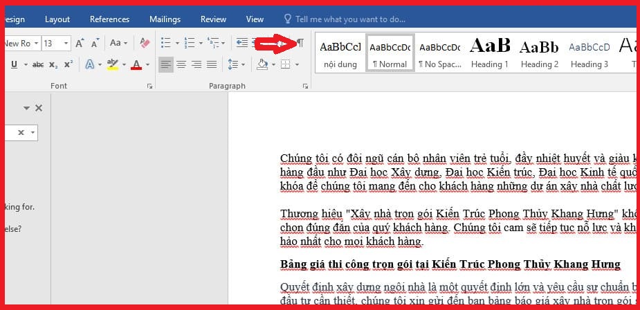 Sử dụng phím Paragraph để xóa trang trắng