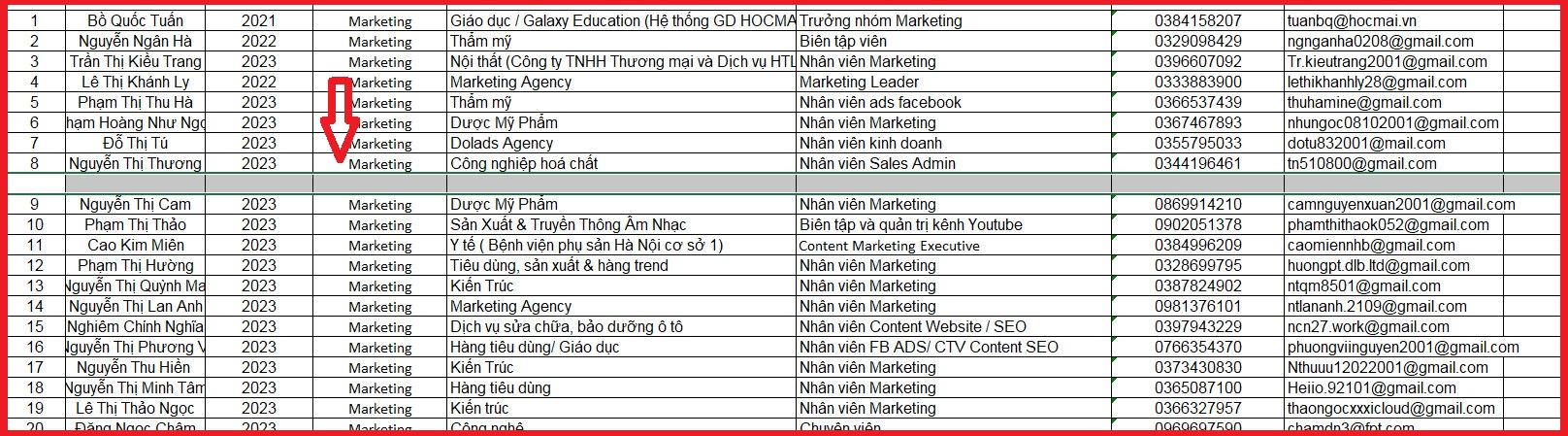 Cách thêm dòng trong Excel với menu chuột phải