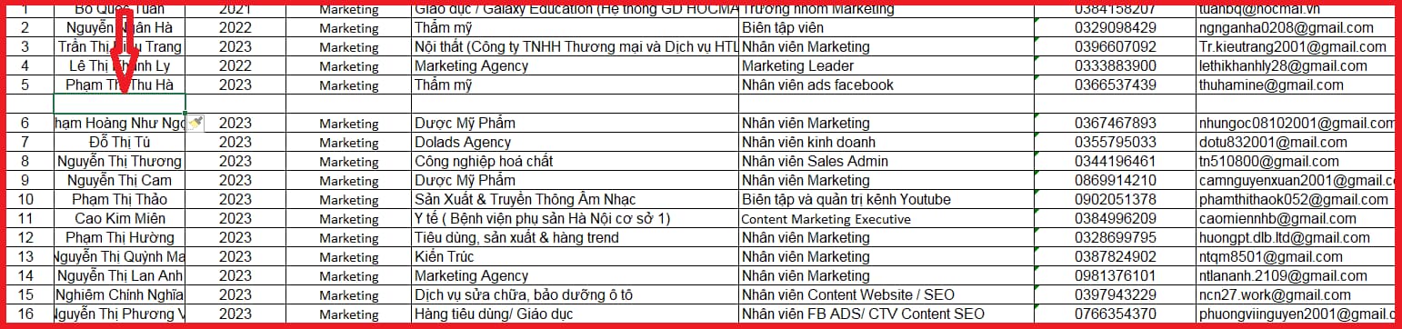 Cách thêm dòng trong Excel với menu chuột phải