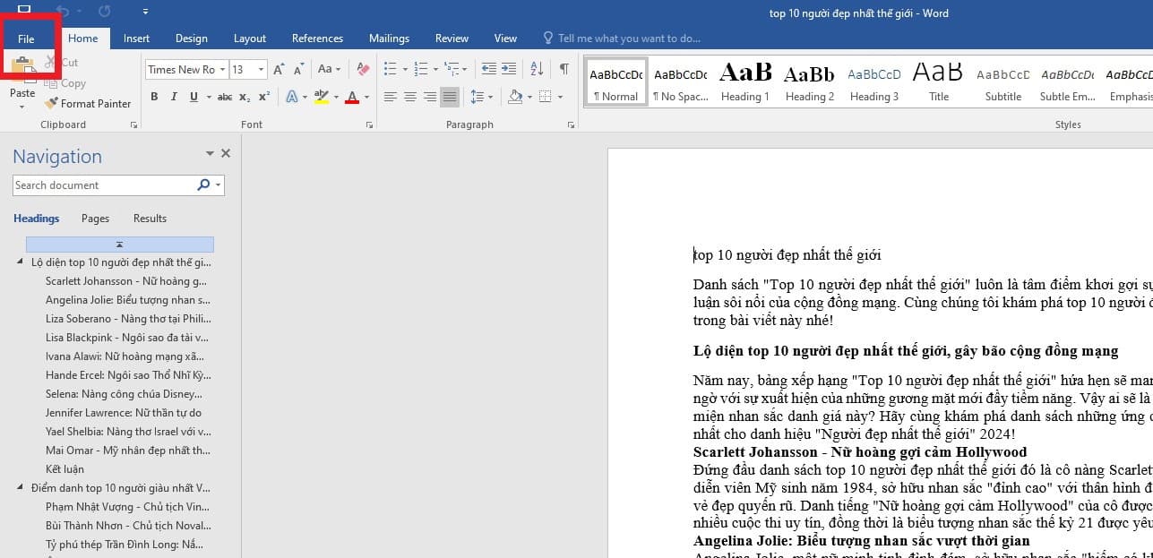 Cách chuyển file word sang PDF bằng tính năng Export