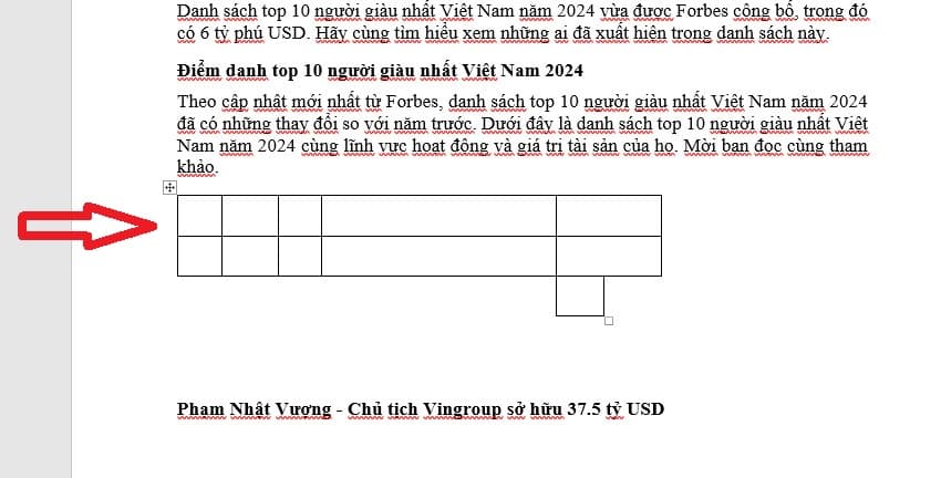 Cách tạo bảng trong Word thủ công