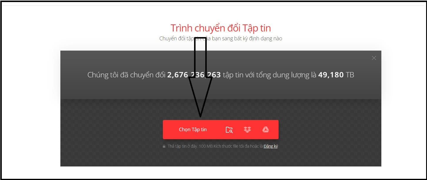 Chọn file cần chuyển đổi