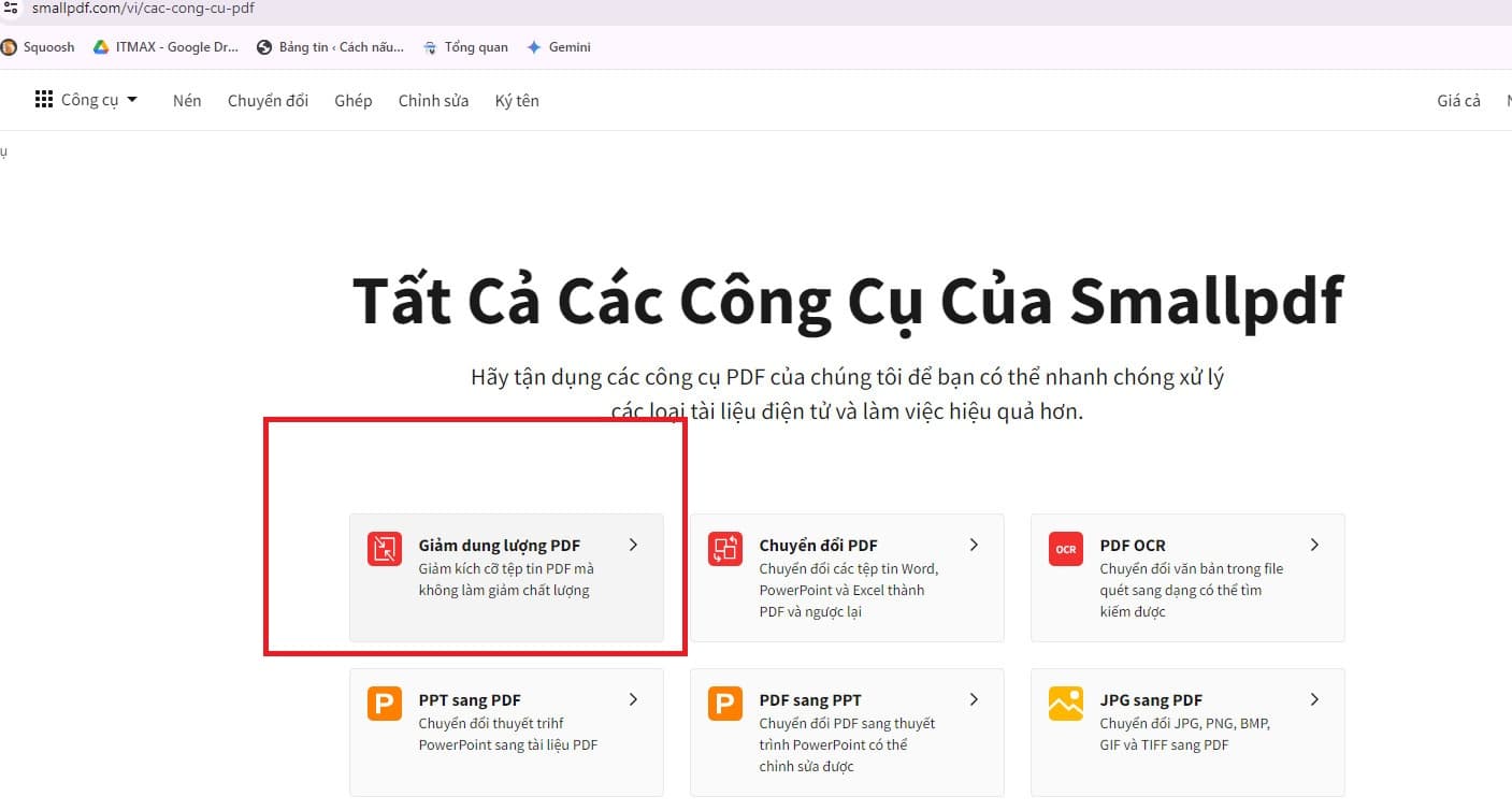 Chọn mục “Giảm dung lượng file PDF”