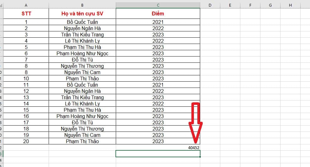 Cách tính tổng trong Excel bằng hàm SUM