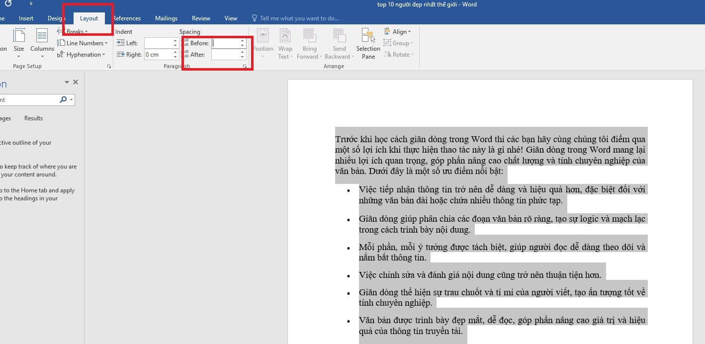 Cách giãn dòng trong Word bằng Spacing