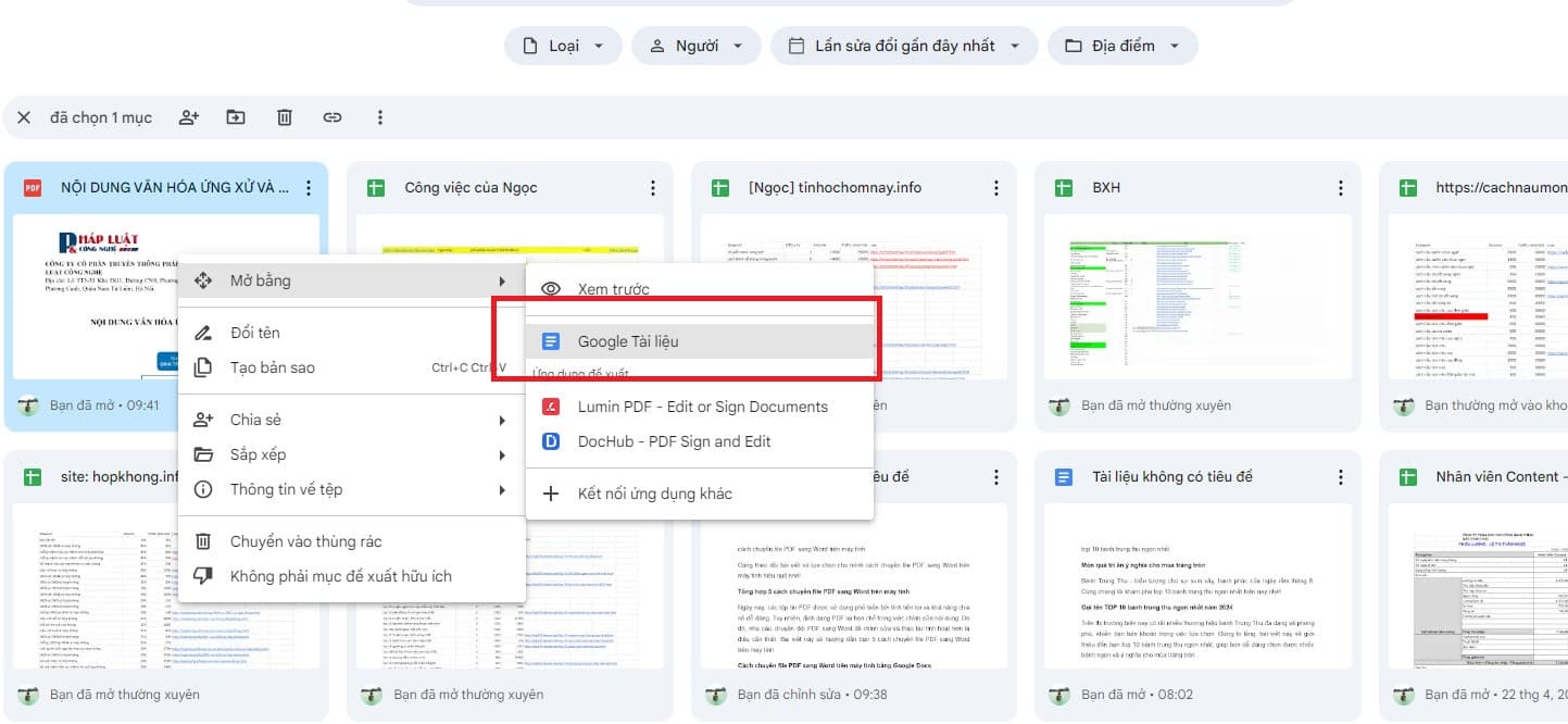 Chọn Google Tài Liệu