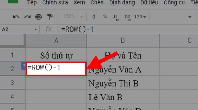 Nhập công thức vào ô