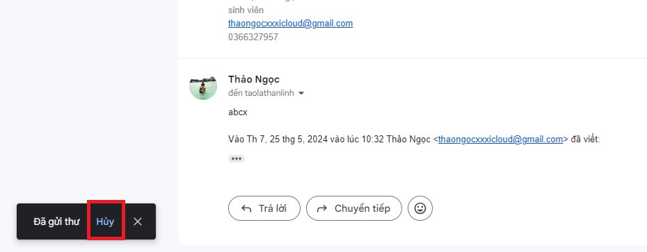 Cách thu hồi email đã gửi trong Gmail trên máy tính