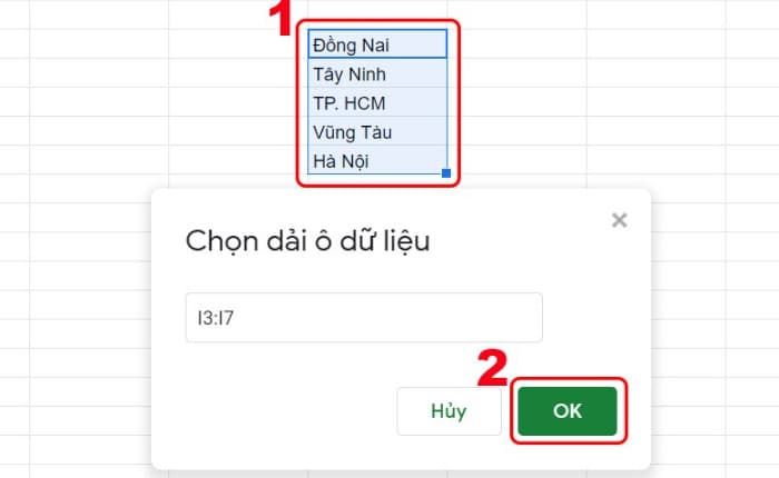 Xác nhận bằng cách nhấn OK