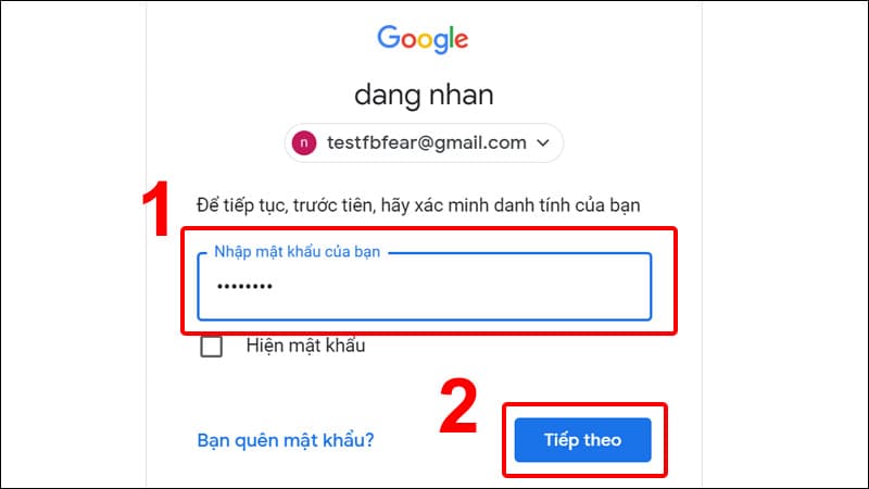 Nhập mật khẩu hiện tại của bạn