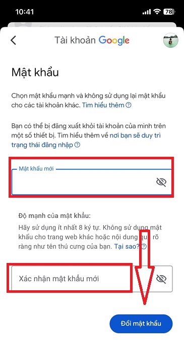 Cách đổi mật khẩu Gmail trên điện thoại