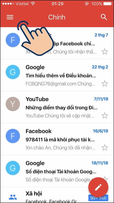 Chọn biểu tượng 3 gạch ngang