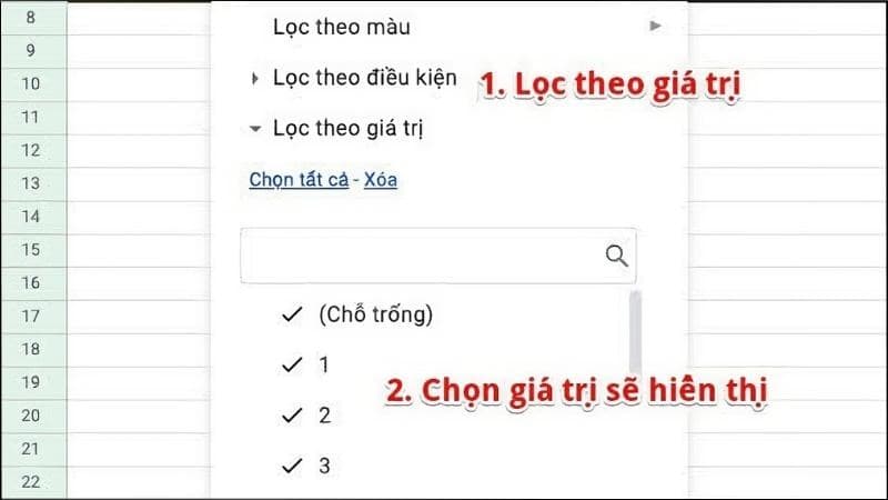 Lọc theo giá trị