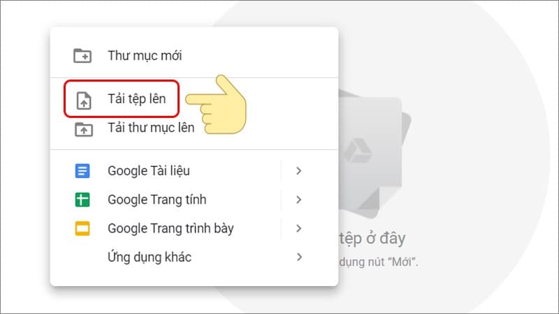 Tải tệp hình ảnh lên Google Drive