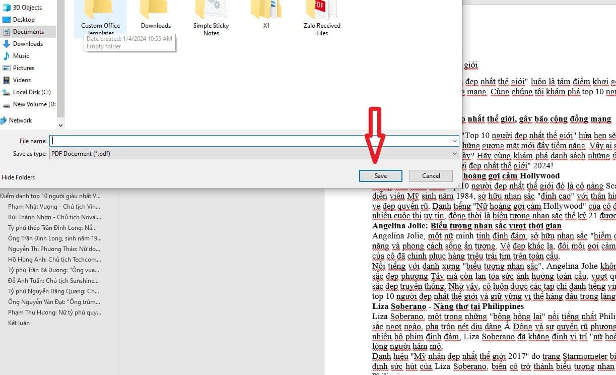 Chuyển đổi file Word sang PDF với tính năng Print