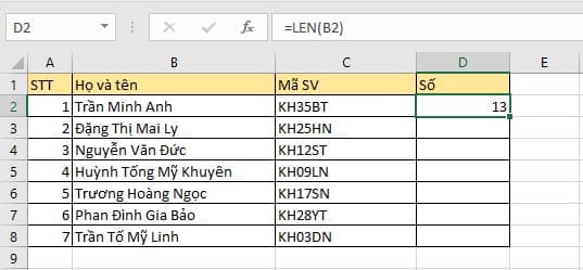 Kết quả trả về