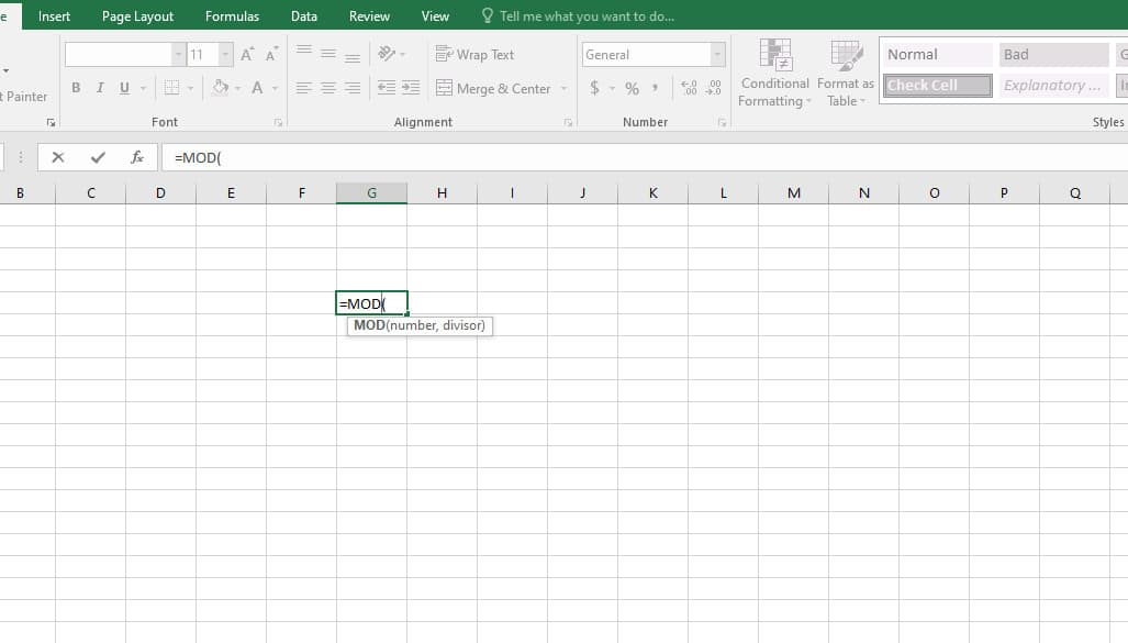 Công thức hàm MOD trong Excel