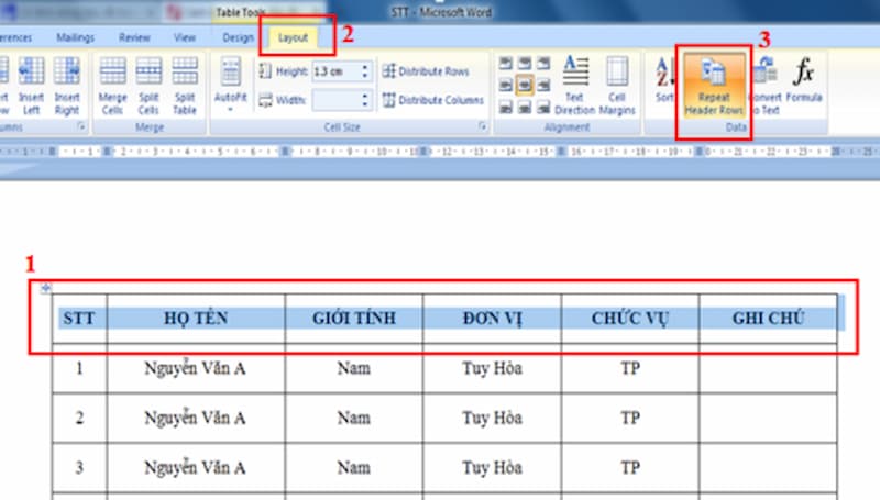 Lợi ích khi lặp lại tiêu đề trong Excel