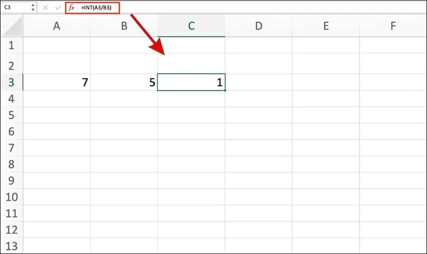 Công thức hàm INT trong Excel