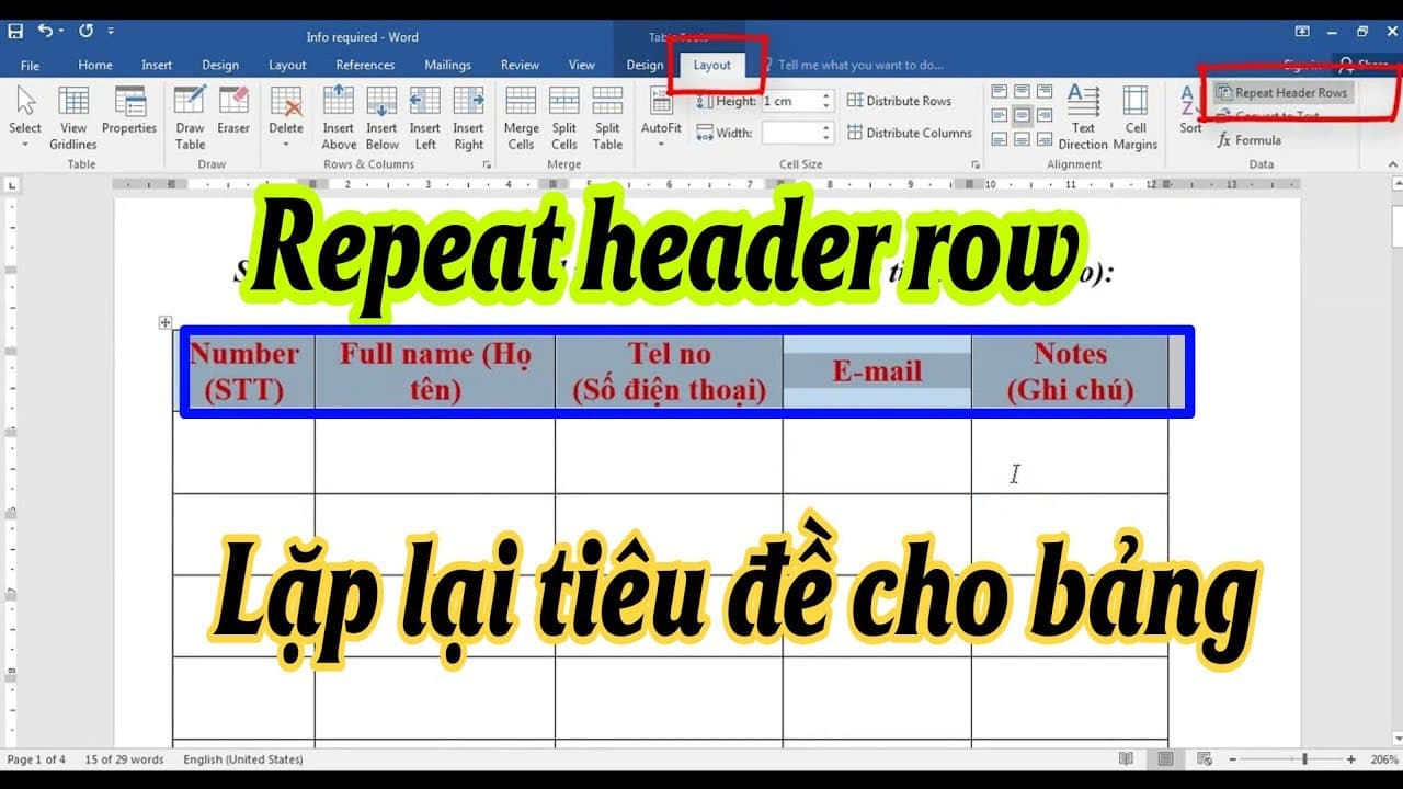 Tính năng "Repeat Header Row" là gì?