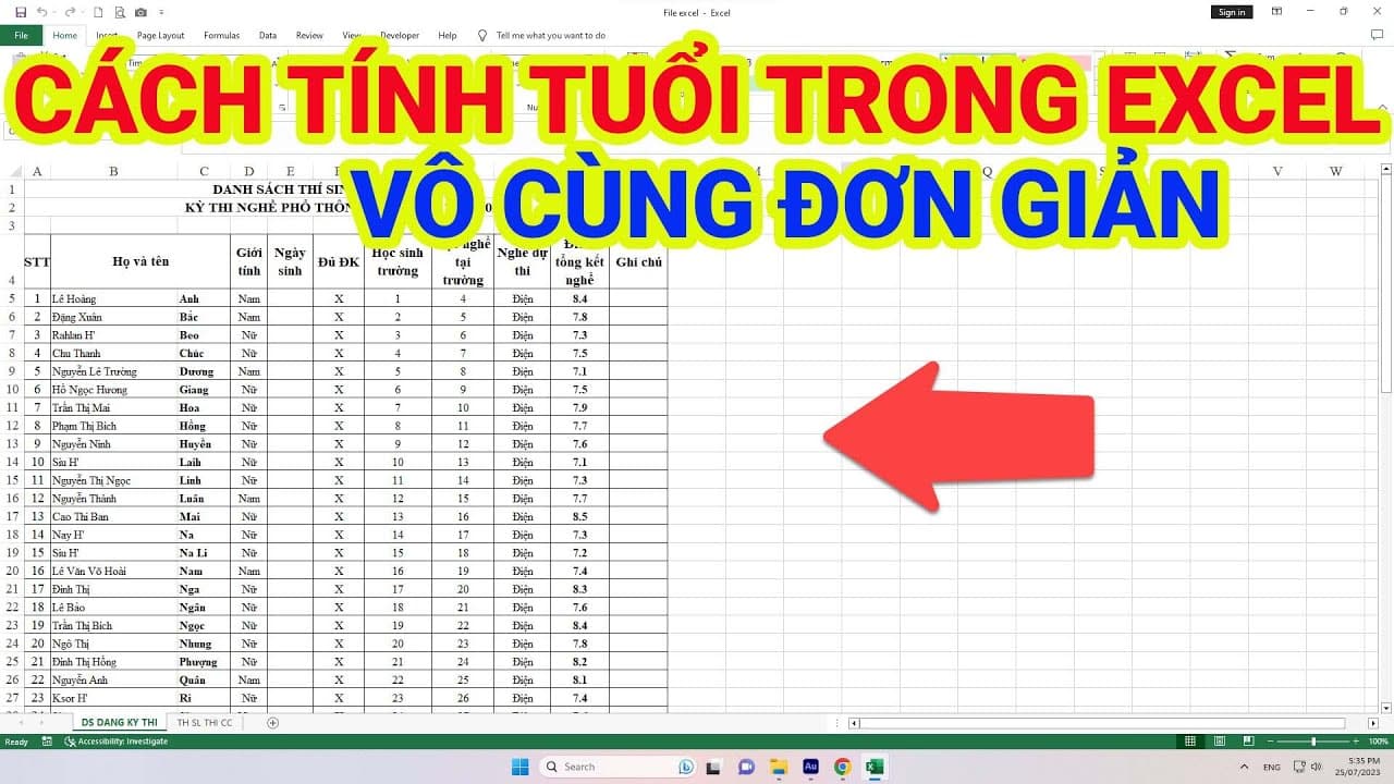 Hướng Dẫn Tính Tuổi Trong Excel Đơn Giản và Chính Xác